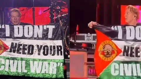 Axl Rose ergue a bandeira da Palestina em show e pede fim de guerra